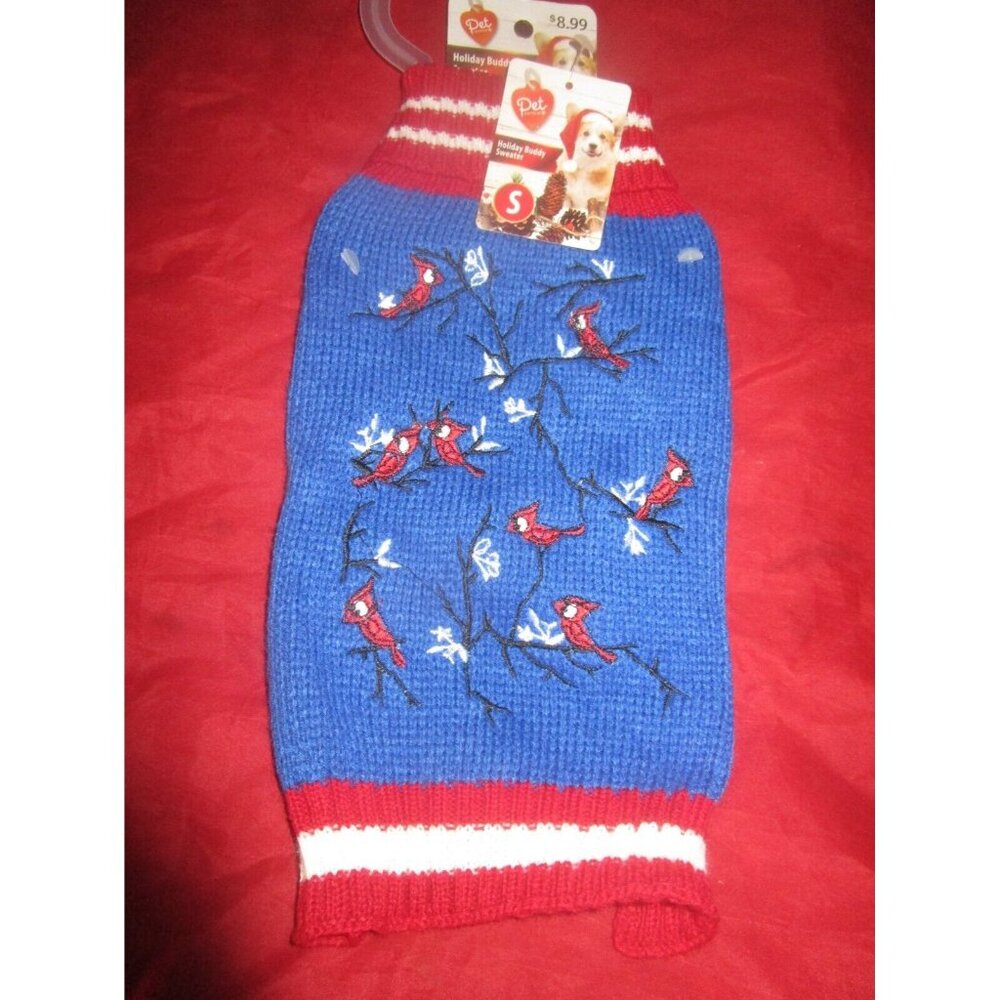 Pet Central Dog Winter Sweater Cardinal Birds Christmas Sweater Small S